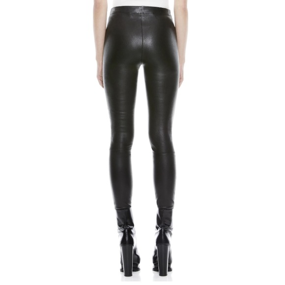 Alice + Olivia BLACK MADDOX SIDE ZIP LEATHER LEGGING NWT - Picture 4 of 7